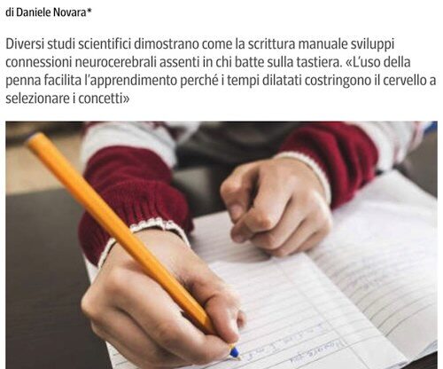 I bambini devono usare la penna, non la tastiera. Articolo di Daniele Novara