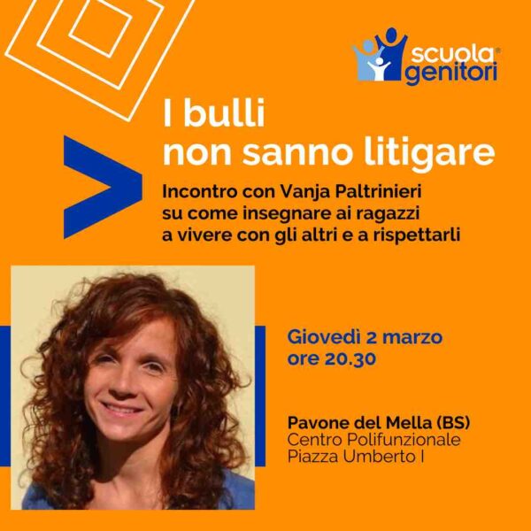 Incontro della Scuola Genitori di Pavone del Mella con la pedagogista Vanja Paltrinieri, giovedì 2 marzo 2023