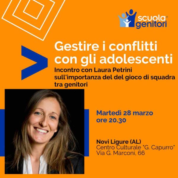 Laura Petrini conduce il terzo incontro della Scuola Genitori di Novi Ligure, martedì 28 marzo 2023