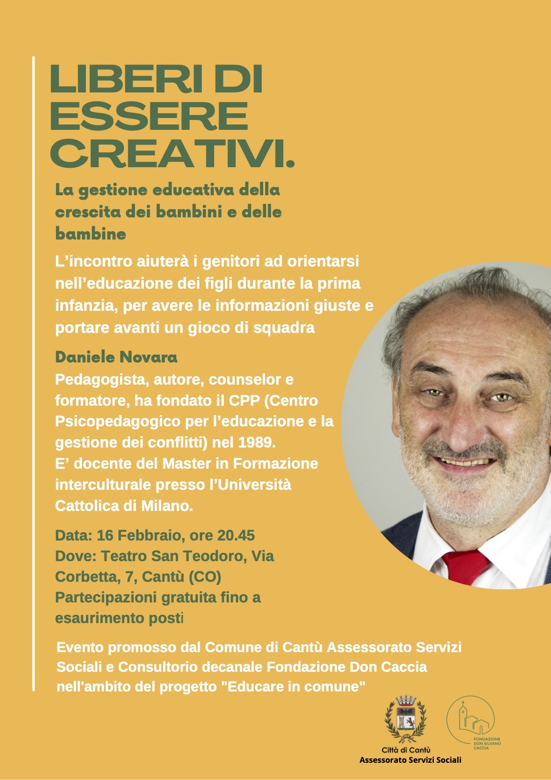 Incontro con Daniele Novara a Cantù giovedì 16 febbraio 2023