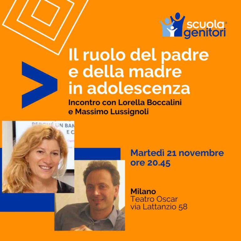 Scuola Genitori Milano 21 novembre 2023 con Lorella Boccalini e Massimo Lussignoli