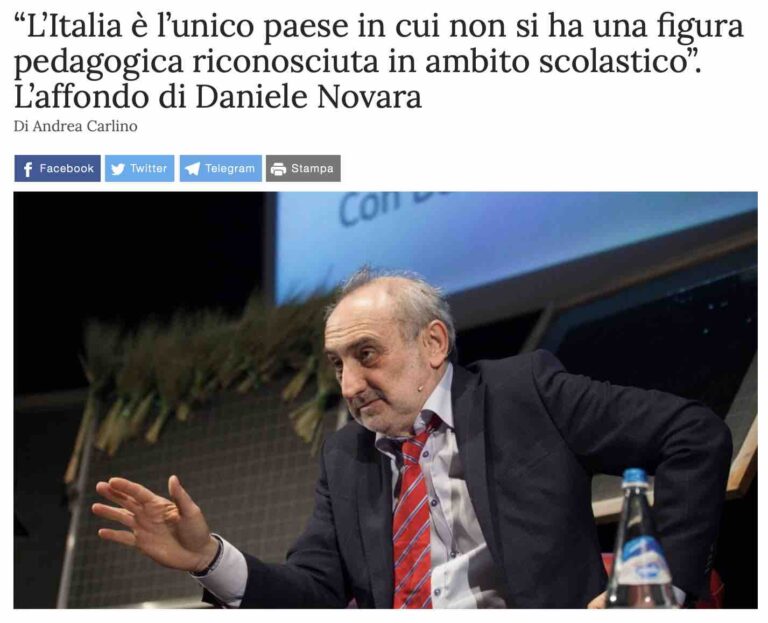 “L’Italia è l’unico paese in cui non si ha una figura pedagogica riconosciuta in ambito scolastico”. L’affondo di Daniele Novara