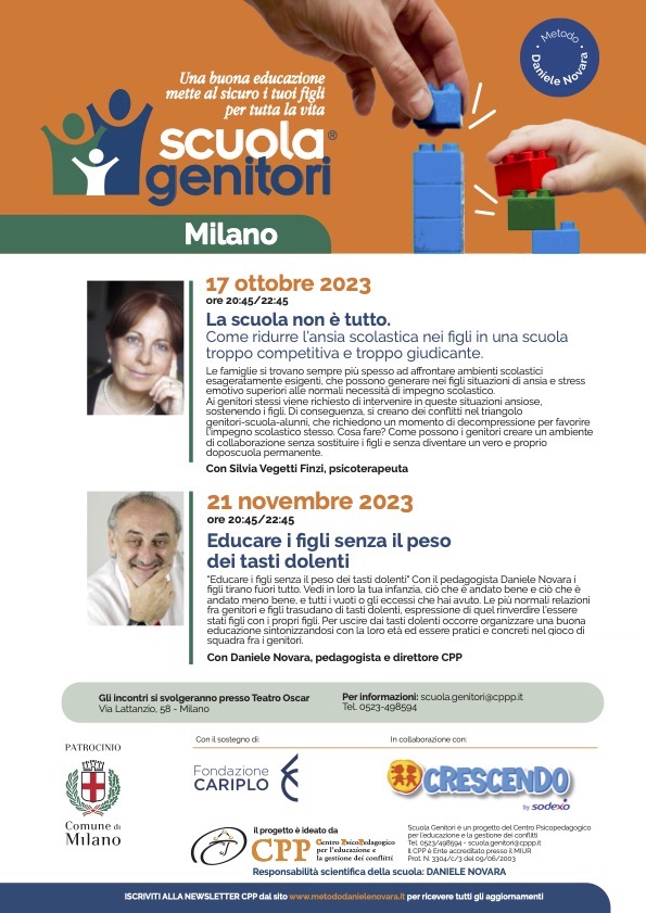 Scuola Genitori di Milano 2023, 2 incontri autunno con Silvia Vegetti Finzi e Daniele Novara