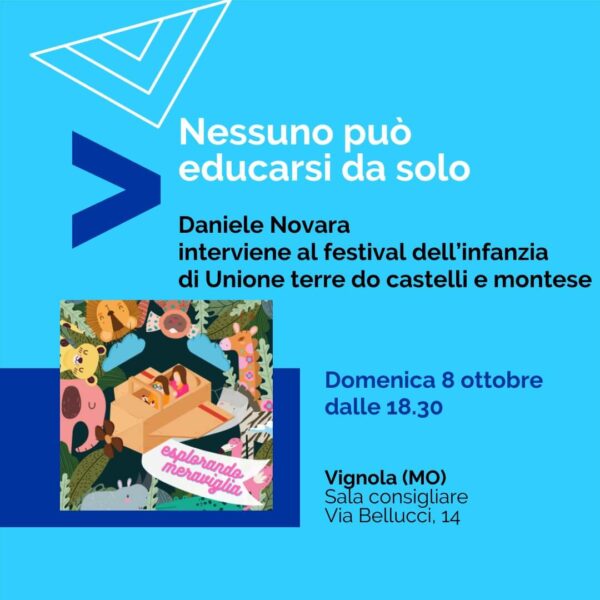 Daniele Novara interviene al Festival dell'Infanzia Bla Bla a Vignola (MO), domenica 8 ottobre 2023 alle 18.30
