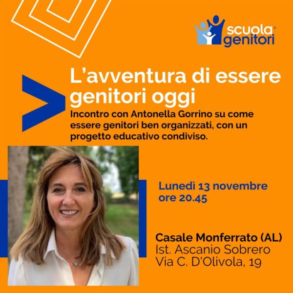 Antonella Gorrino alla Scuola Genitori di Casale Monferrato 2023, lunedì 13 novembre per parlare della buona organizzazione educativa