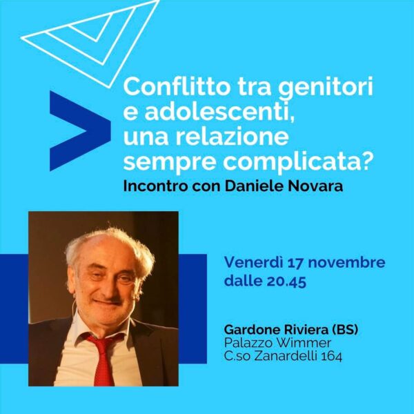 Daniele Novara a Gardone Riviera per una serata dedicata ai conflitti tra genitori e figli adolescenti, venerdì 17 novembre 2023 alle 20.45