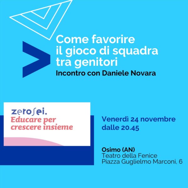 Daniele Novara a Osimo (AN) per affrontare il tema della coesione edicativa tra genitori, venerdì 24 novembre 2023