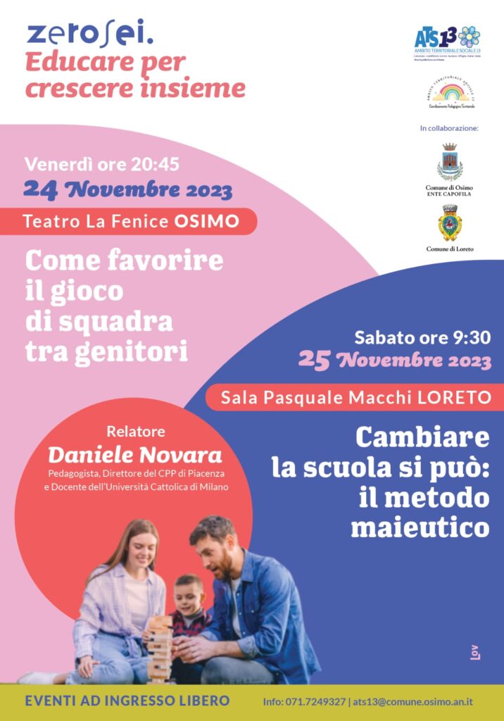 Due incontri con Daniele Novara a Osimo (AN) in programma per il 24 e 25 novembre 2023
