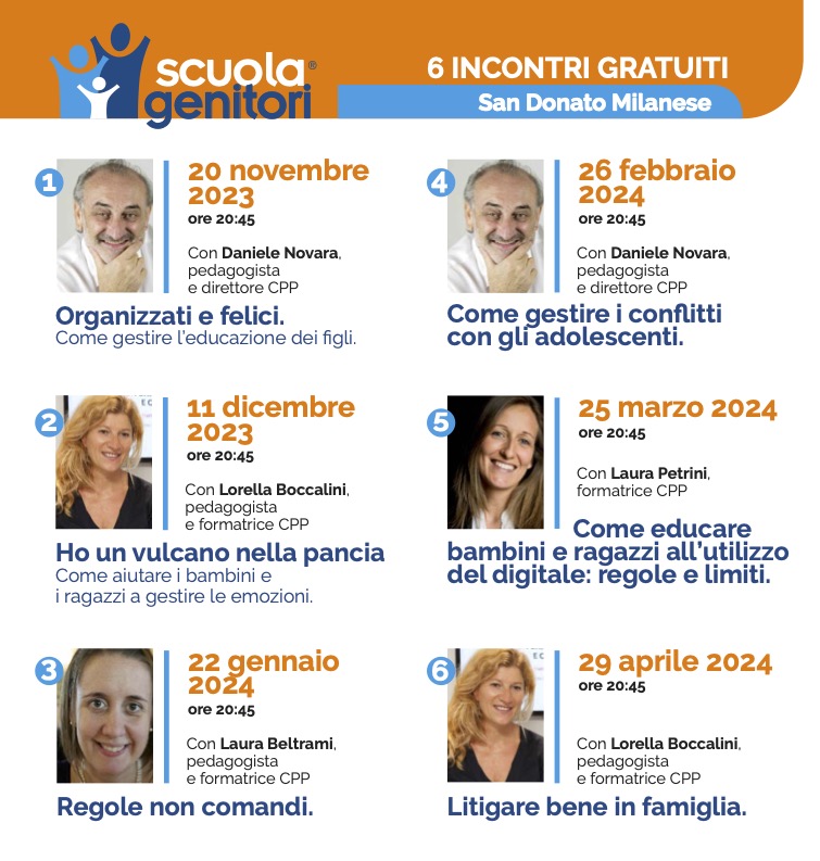 Progetto Scuola Genitori di San Donato 2023, sei incontri gratuiti per aiutare i genitori nel loro importante ruolo educativo