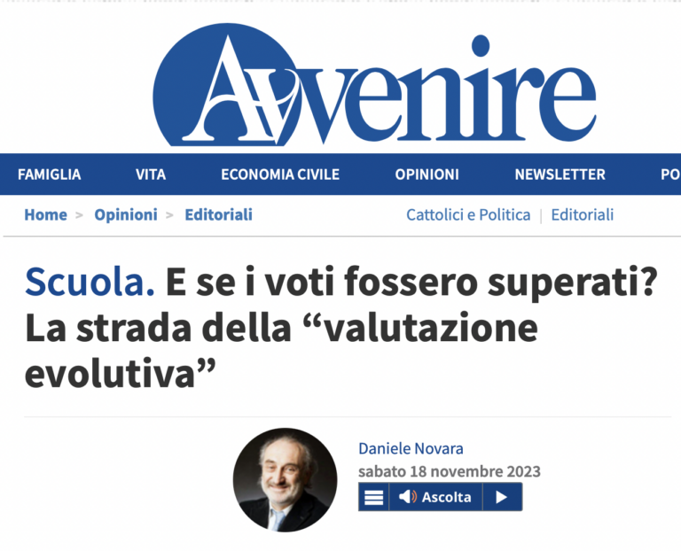 E se i voti fossero superati? La strada della “valutazione evolutiva”, articolo di Daniele Novara pubblicato da Avvenire