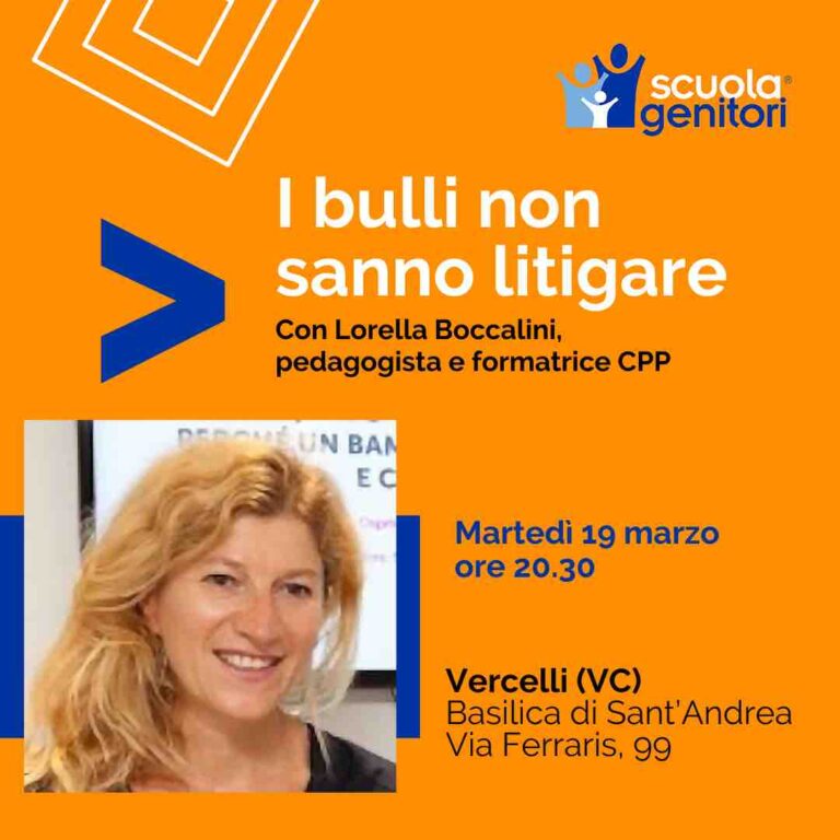 Lorella Boccalini interviene alla Scuola Genitori di Vercelli, martedì 10 marzo 2024