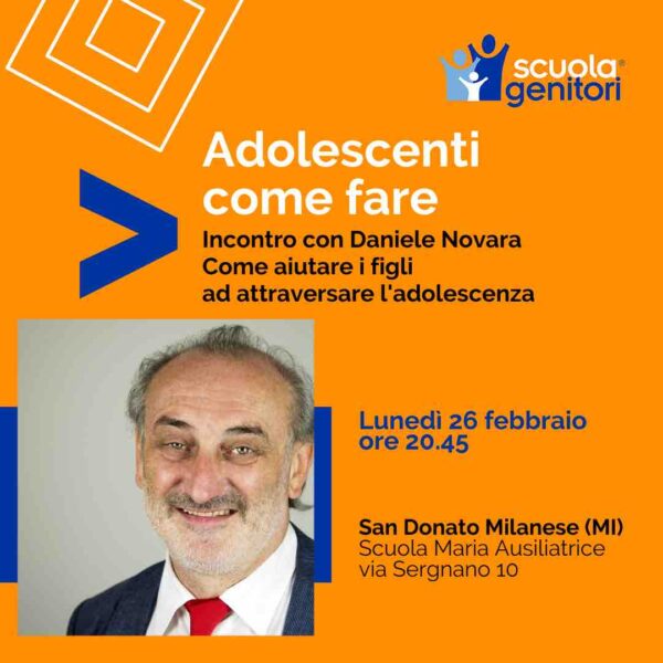 Daniele Novara a San Donato Milanese per un incontro del progetto Scuola Genitori, lunedì 26 febbraio 2024