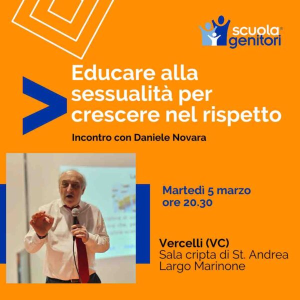 Daniele Novara interviene alla Scuola Genitori di Vercelli, martedì 5 marzo 2024