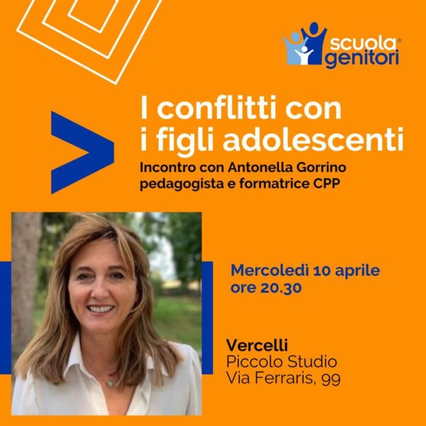 Antonella Gorrino interviene alla Scuola Genitori di Vercelli, mercoledì 3 aprile 2024