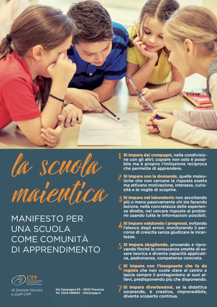 Manifesto della Scuola Maieutica realizzato da Daniele Novara insieme allo Staff CPP