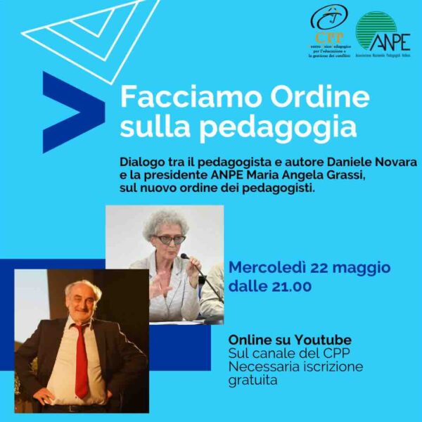 Daniele Novara in diretta online ordine dei pedagogisti, 22 maggio 2024 ore 21.00