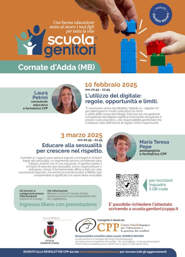 Scuola Genitori Cornate d'Adda 2025 con Laura Petrini e Maria Teresa Pepe