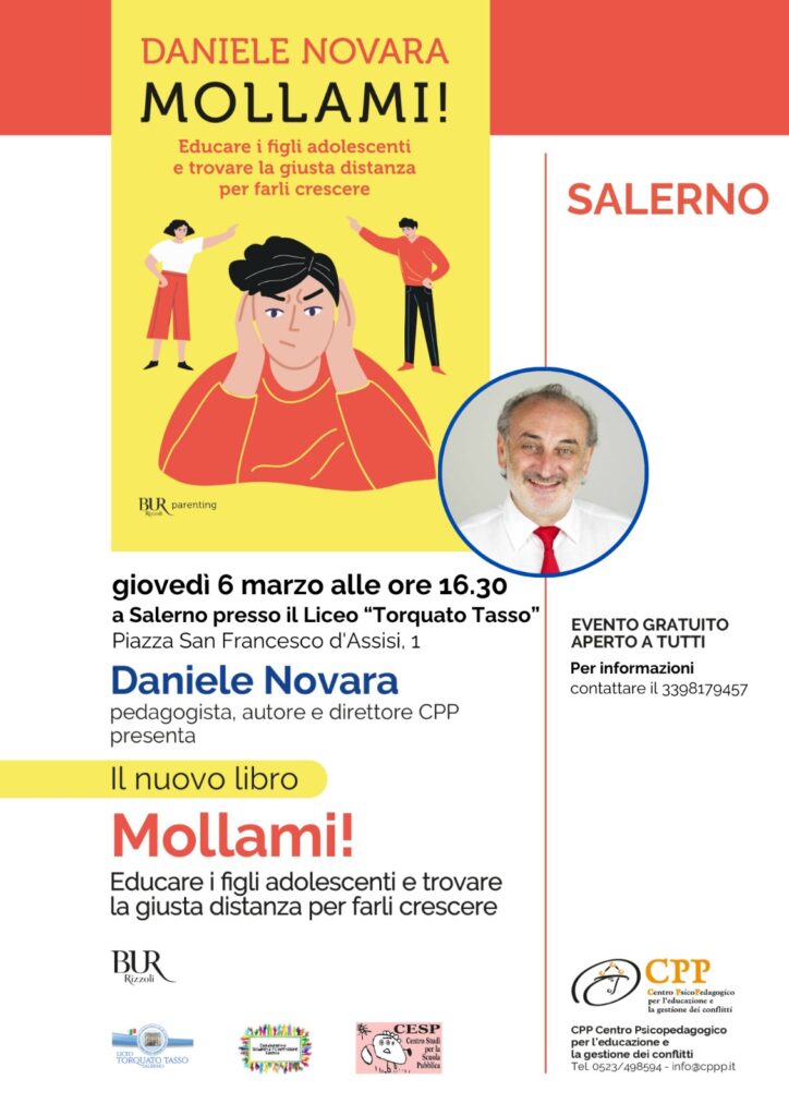 Daniele Novara a Salerno per prestare il suo libro "Mollami", 6 marzo 2025