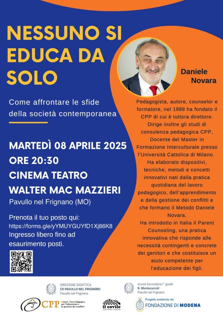 Incontro con Daniele Novara a Pavullo nel Frignano (MO), 8 aprile 2025