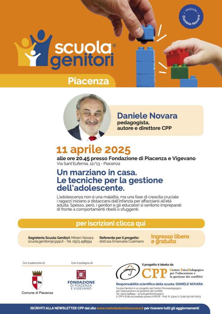 Scuola Genitori di Piacenza con Daniele Novara, 11 aprile 2025