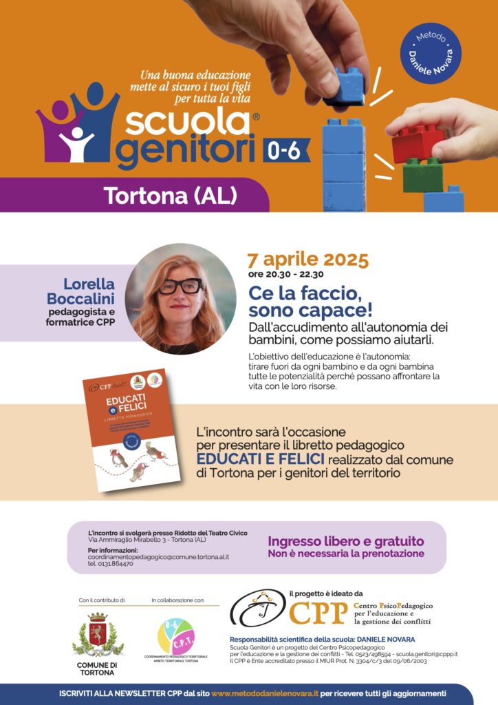 Scuola Genitori di Tortona con Lorella Boccalini, 7 aprile 2025