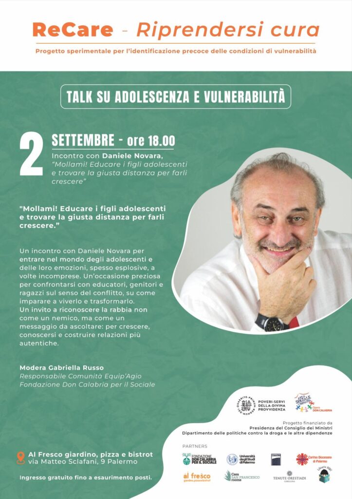 Locandina della presentazione del libro di Daniele Novara a Palermo