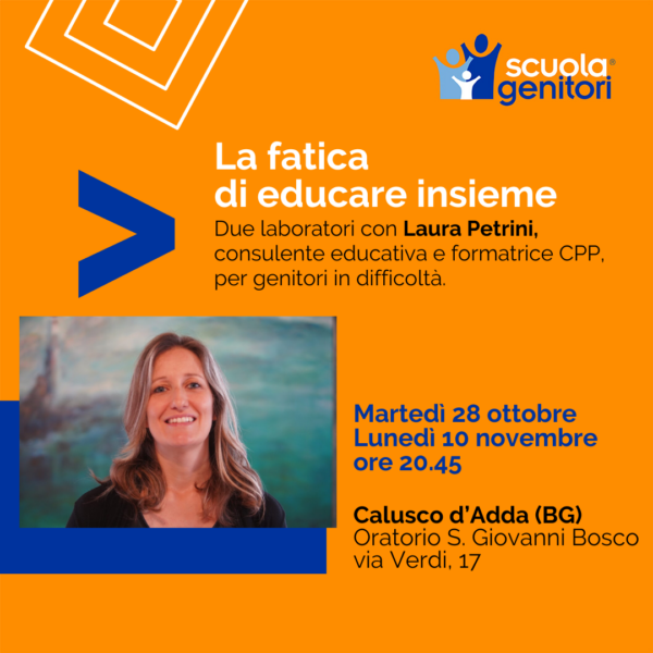 Flyer relativo ai laboratorio della scuola genitori di calusco d'adda