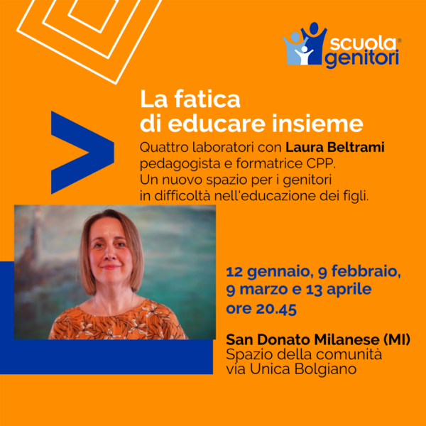 Card dei laboratori della scuola Genitori di San Donati Milanese con Laura Beltrami