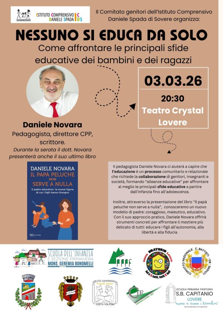 Locandina dell'evento del 3 marzo 2026 a Lovere (BG) con Daniele Novara