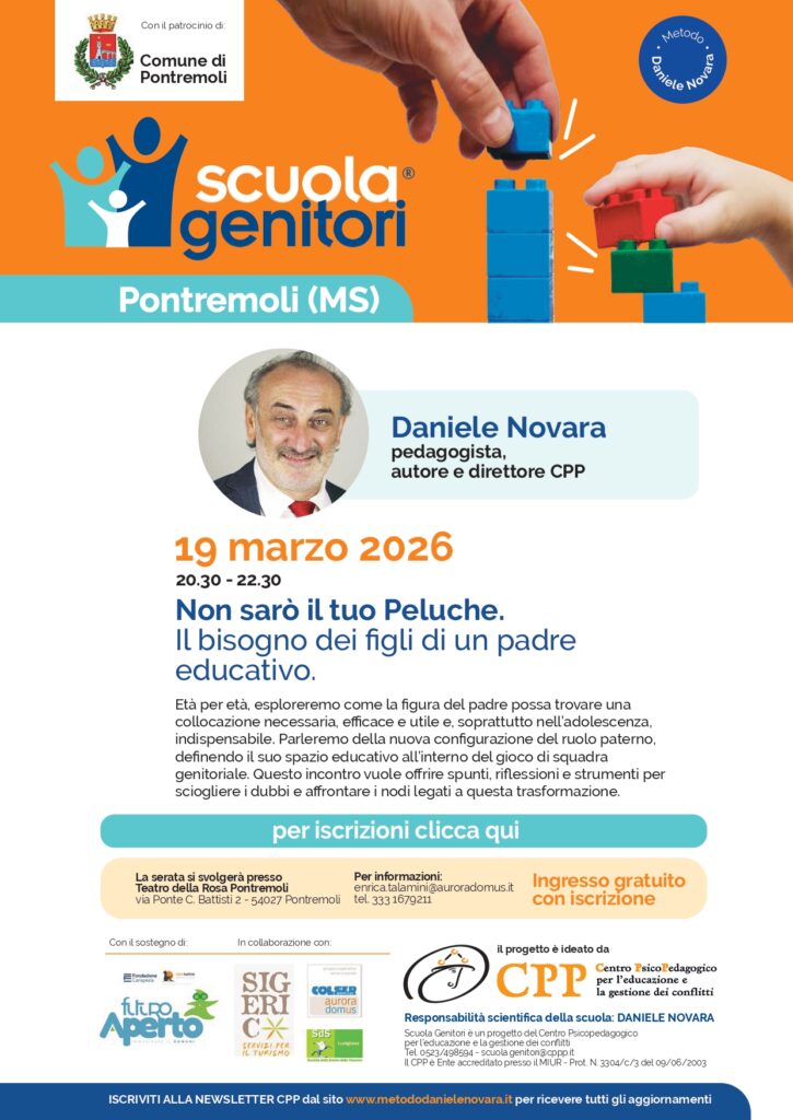 Locandina della data di Daniele Novara della Scuola Genitori di Pontremoli