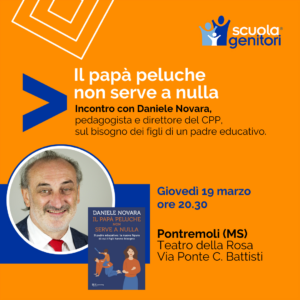 Flyer della scuola Genitori con Daniele Novara a Pontremoli