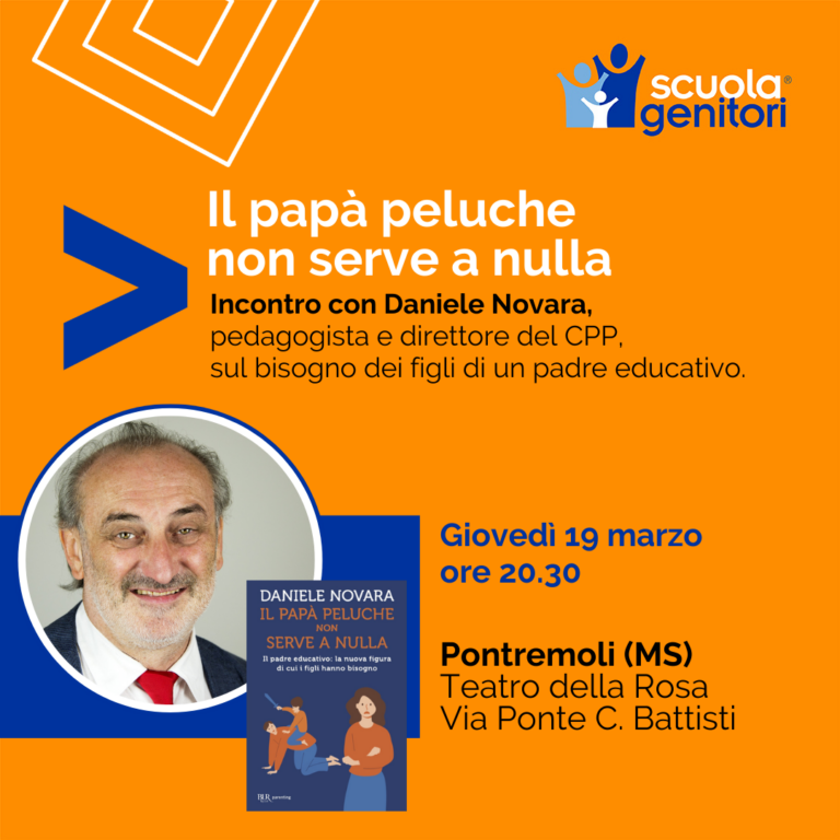 Flyer della scuola Genitori con Daniele Novara a Pontremoli