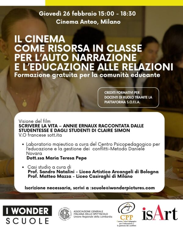 Locandina dell'incontro sul cinema organizzato a Milano