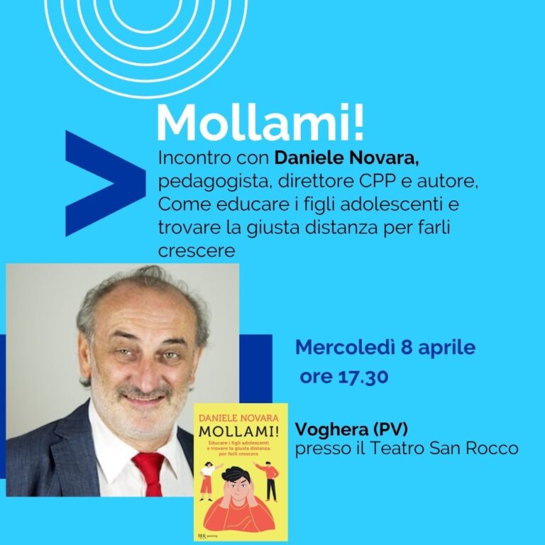 Daniele Novara a Voghera, mercoledì 8 aprile alle 17.30