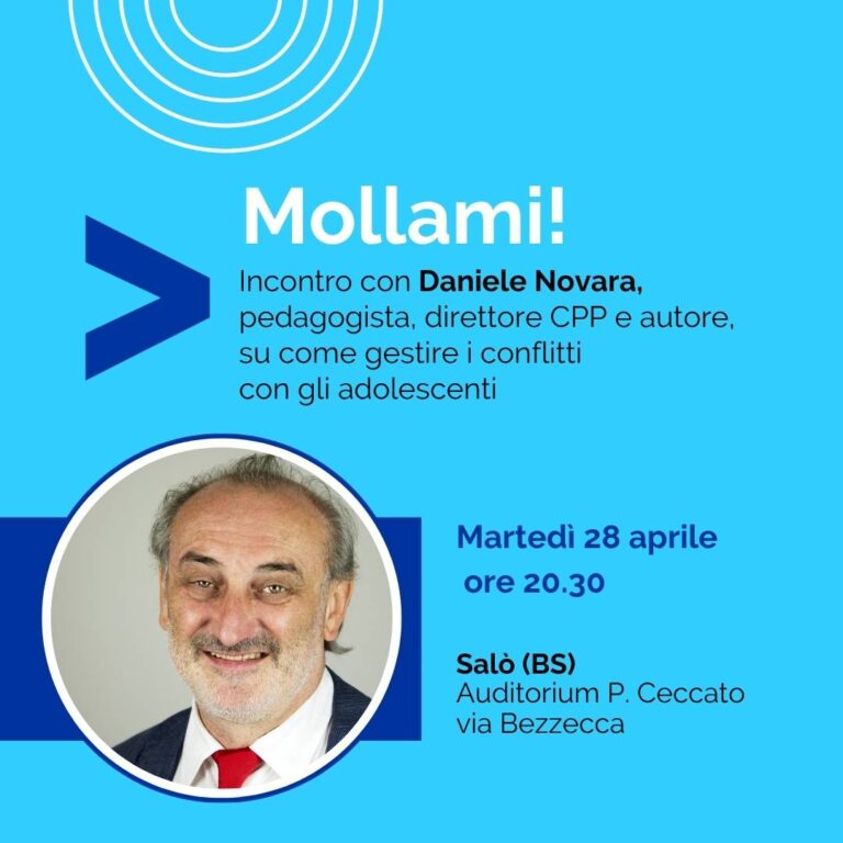 Card dell'evento di Daniele Nova a Salò, per parlare di adolescenti