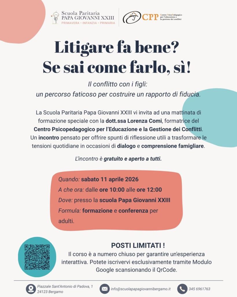Locandina dell'evento "Litigare fa bene? Se sai come farlo, sì!" con Lorenza Comi a Bergamo