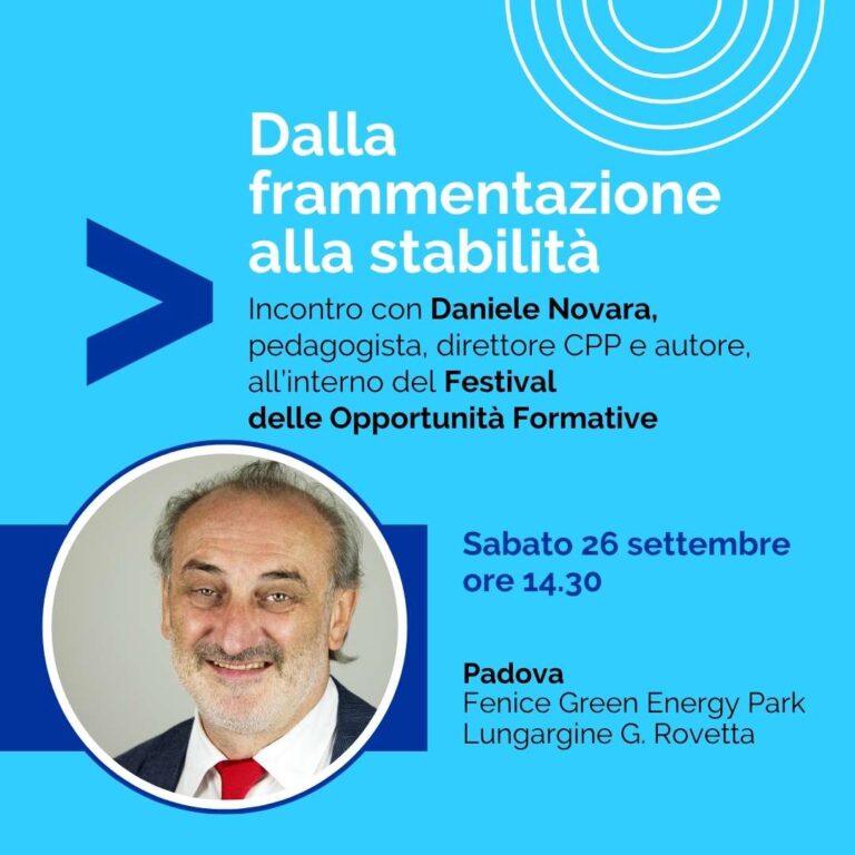 Locandina per l'incontro di Daniele Novara a Padova il 26 settembre 2026