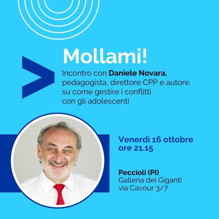 Flyer di Daniele Novara a Peccoli per il Simposio sul Cambiamento