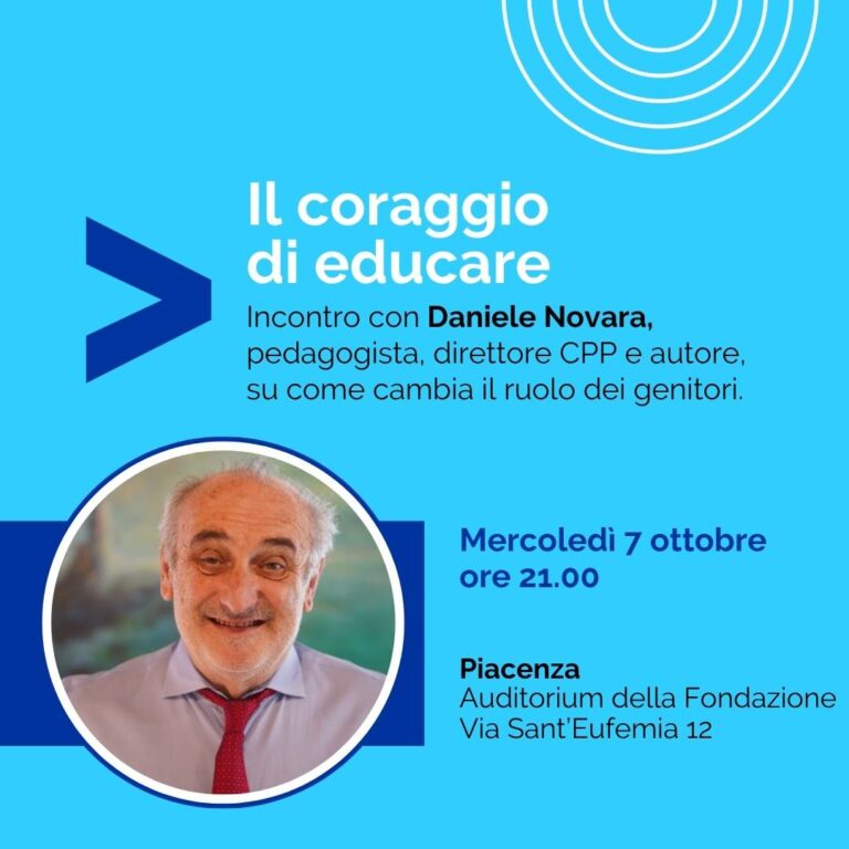 Flyer di Daniele Novara a Piacenza