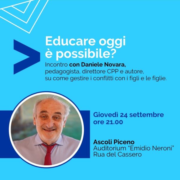 Grafica per l'incontro di Daniele Novara ad Ascoli Piceno