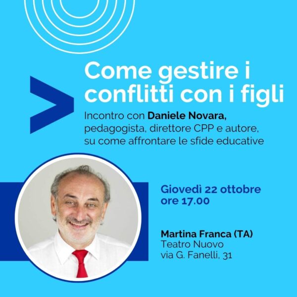 Flyer dell'evento di Daniele Novara a Martina Franca