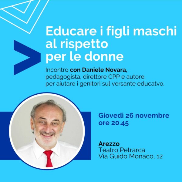 Flyer dell'iniziativa di Daniele Novara ad Arezzo